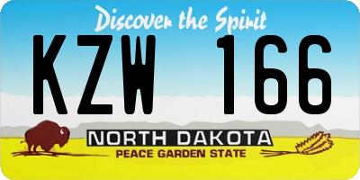 ND license plate KZW166