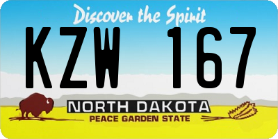 ND license plate KZW167