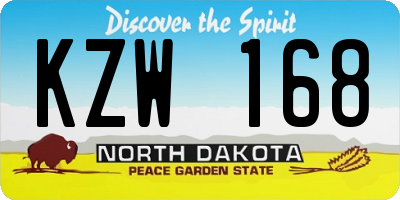 ND license plate KZW168