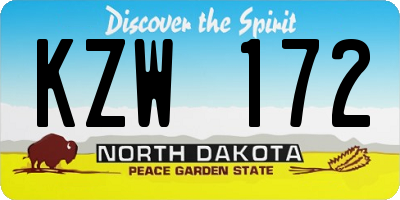 ND license plate KZW172