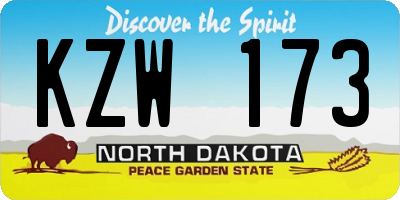 ND license plate KZW173