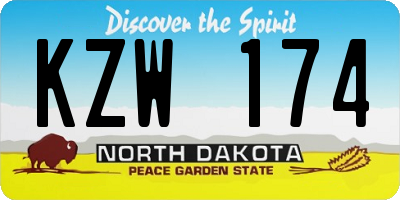 ND license plate KZW174