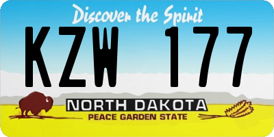 ND license plate KZW177