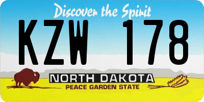 ND license plate KZW178