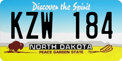 ND license plate KZW184