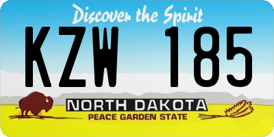 ND license plate KZW185