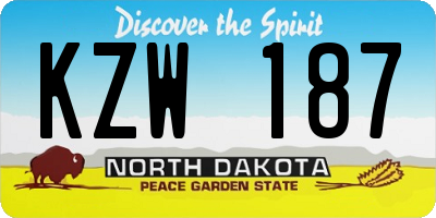 ND license plate KZW187