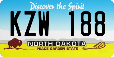 ND license plate KZW188