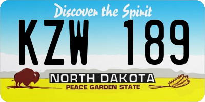 ND license plate KZW189