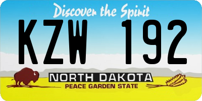 ND license plate KZW192