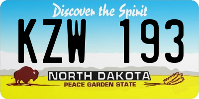 ND license plate KZW193