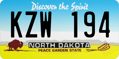 ND license plate KZW194