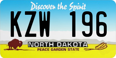 ND license plate KZW196