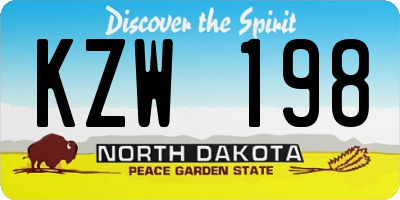 ND license plate KZW198