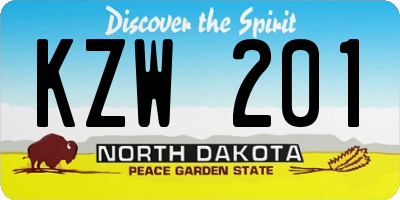 ND license plate KZW201