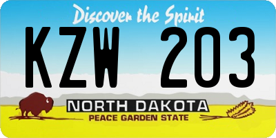 ND license plate KZW203