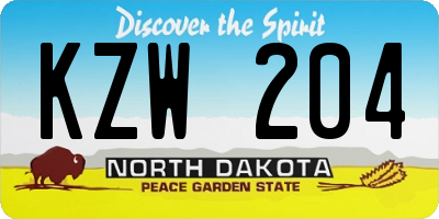 ND license plate KZW204