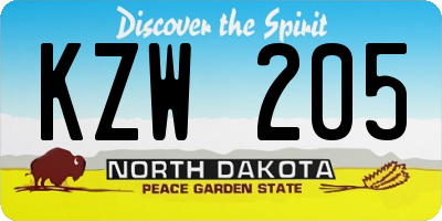 ND license plate KZW205