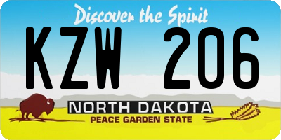ND license plate KZW206