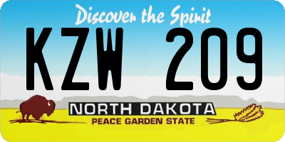 ND license plate KZW209