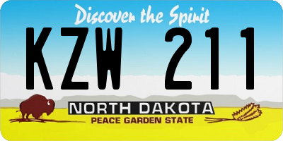 ND license plate KZW211