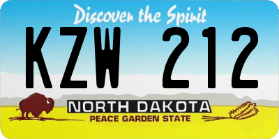 ND license plate KZW212