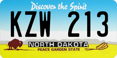 ND license plate KZW213