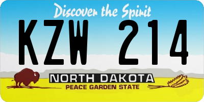 ND license plate KZW214