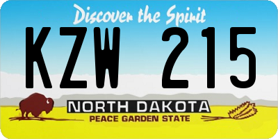 ND license plate KZW215