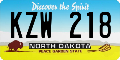 ND license plate KZW218