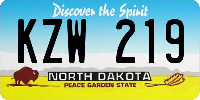 ND license plate KZW219