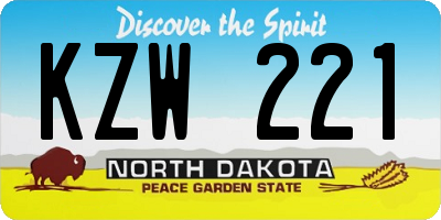 ND license plate KZW221