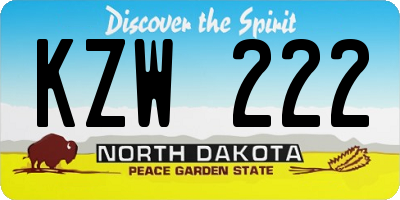 ND license plate KZW222