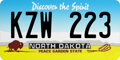 ND license plate KZW223