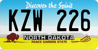 ND license plate KZW226