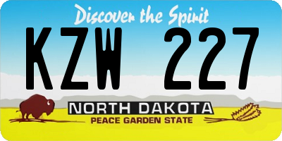 ND license plate KZW227