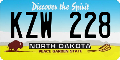 ND license plate KZW228