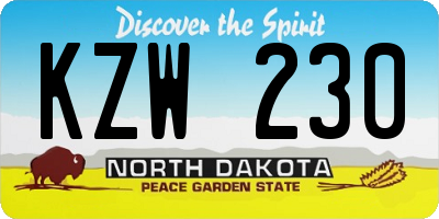 ND license plate KZW230