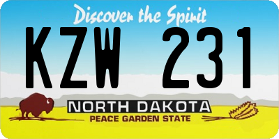 ND license plate KZW231