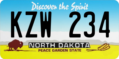 ND license plate KZW234
