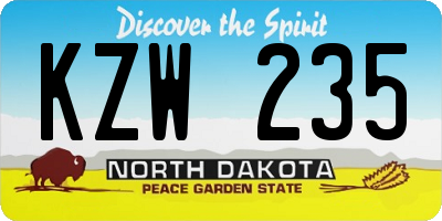 ND license plate KZW235