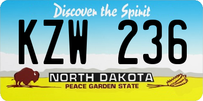 ND license plate KZW236