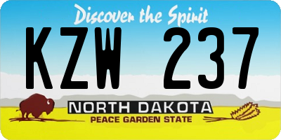 ND license plate KZW237