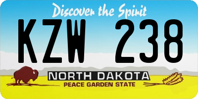 ND license plate KZW238