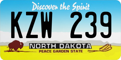 ND license plate KZW239