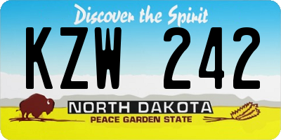 ND license plate KZW242