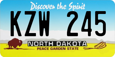 ND license plate KZW245