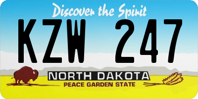 ND license plate KZW247