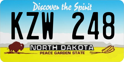ND license plate KZW248