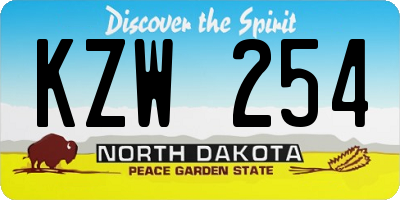 ND license plate KZW254